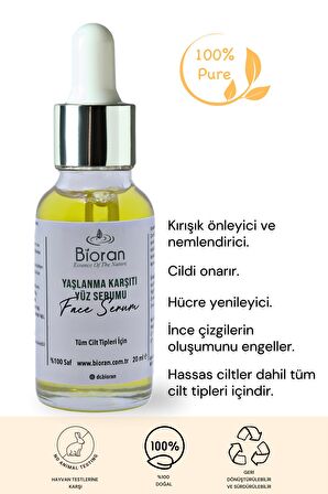 Yaşlanma Karşıtı Yüz Serumu %100 Saf ve Doğal İçerikli 20 ml.