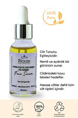 Aydınlatıcı ve Leke Karşıtı Yüz Serumu   %100 Saf ve Doğal İçerikli 20 ml.