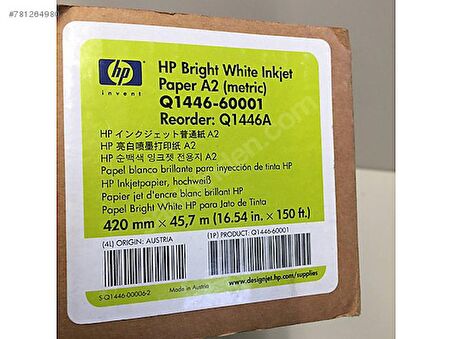 Q1446A Hp Parlak Beyaz Mürekkep Püskürtmeli Kağıt 420Mmx47.5M