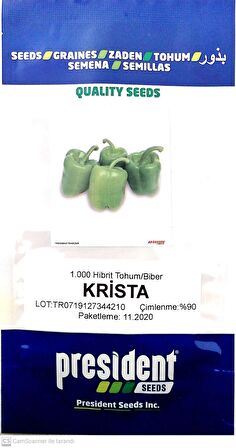 Krista F1 (Hibrit Dolma Biber Tohumu)(Koyu Renk)(1000 adet)