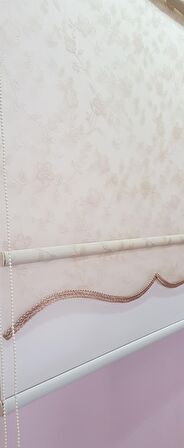 Çift Mekanizmalı Somon Rengi Tül Perde ve Ekru Stor Perde STB45248-V111