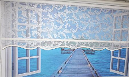 Çift Mekanizmalı Ekru Beyaz Tül Perde ve Ekru Stor Perde STB45251-V01