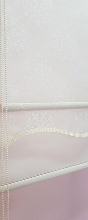 Çift Mekanizmalı Kirli Beyaz Damask Tül Perde ve Ekru Stor Perde STB45252-V01