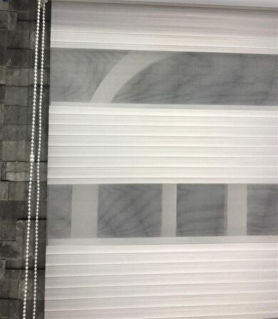 Pliseli Stor Zebra Perde Ekru  Etek Dilimli STB481