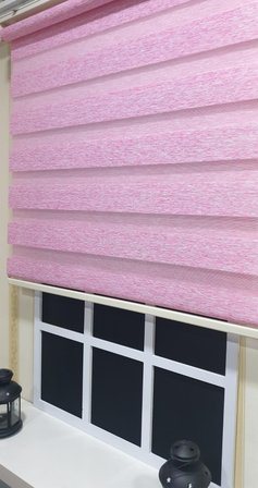 Lux Bambu Stor Zebra Perde Fuşya Pembe Etek Dilimli  STB 400 V16