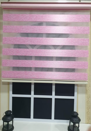 Lux Bambu Stor Zebra Perde Fuşya Pembe Etek Dilimli  STB 400 V16
