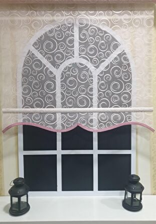 Çift Mekanizmalı Pembe Tül Perde ve Ekru Stor Perde STB2015-V12