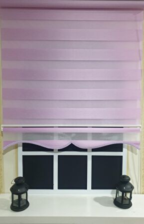 Zebra Stor Perde Organze Lila Etek Dilimli STB903