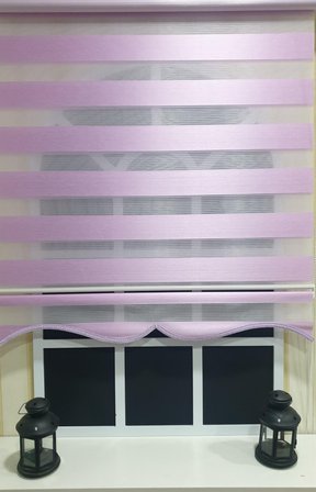Zebra Stor Perde Organze Lila Etek Dilimli STB903