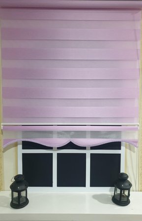 Zebra Stor Perde Organze Lila Etek Dilimli STB903