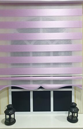 Zebra Stor Perde Organze Lila Etek Dilimli STB903