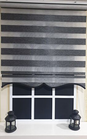 Zebra Stor Perde Organze Siyah Kırçıl Etek Dilimli STB904