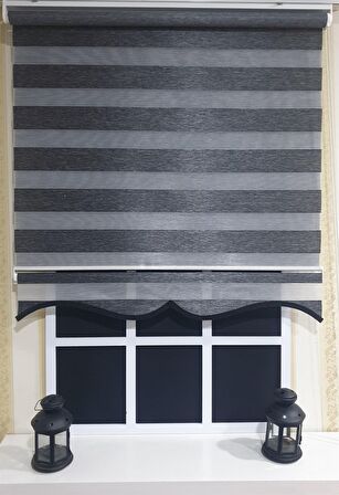 Zebra Stor Perde Organze Siyah Kırçıl Etek Dilimli STB904