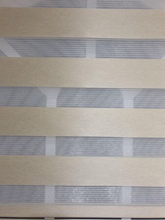 Zebra Stor Perde Organze Bej Etek Dilimli STB905