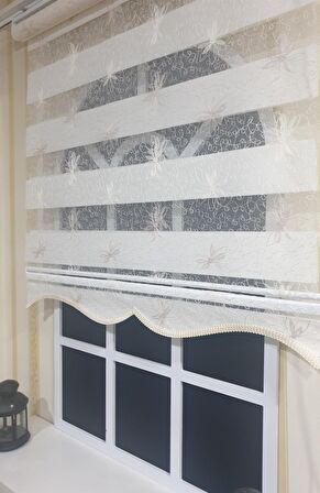 Zebra Stor Nakışlı Beyaz  Etek Dilimli STB 470