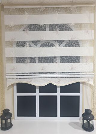 Zebra Stor Nakışlı Beyaz  Etek Dilimli STB 470