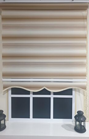 Zebra Stor Plise Renk Geçişli Açık Kahve Etek Dilimli STB 483