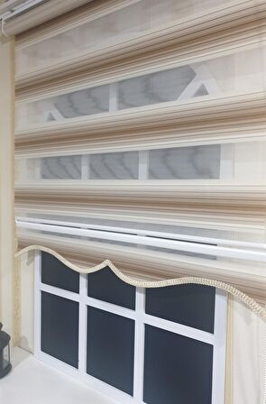 Zebra Stor Plise Renk Geçişli Açık Kahve Etek Dilimli STB 483