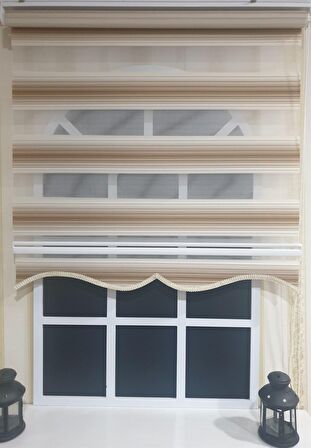 Zebra Stor Plise Renk Geçişli Açık Kahve Etek Dilimli STB 483