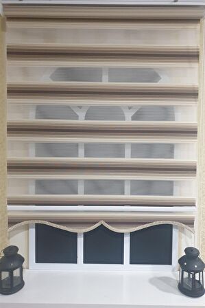 Zebra Stor Plise Renk Geçişli Kahve Etek Dilimli STB 484