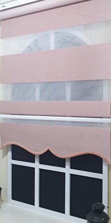 Zebra Stor Perde Pembe Geniş Bantlı Etek Dilimli ST 003