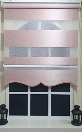 Zebra Stor Perde Pembe Geniş Bantlı Etek Dilimli ST 003