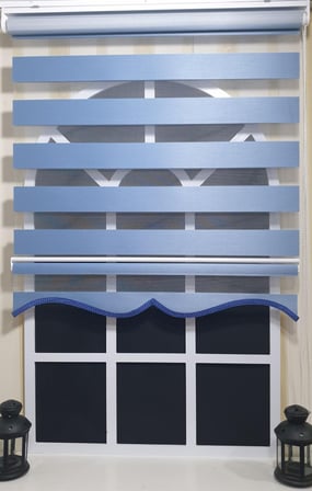 Zebra Stor Perde Mavi Etek Dilimli ST 006