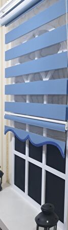 Zebra Stor Perde Mavi Etek Dilimli ST 006