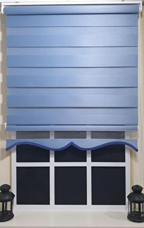 Zebra Stor Perde Mavi Etek Dilimli ST 006