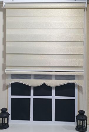 Zebra Stor Perde Altın Simli  Etek Dilimli ST 007