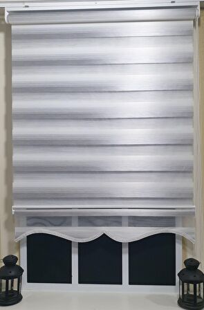 Zebra Stor Perde Gri Renk Geçişli Etek Dilimli ST 013