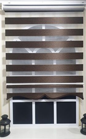 Zebra Stor Perde Koyu Kahve Etek Dilimli ST 034