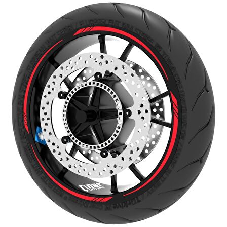 4 Parçalı Keskin Jant Şeridi Sticker Reflektif & Floresan Renkler Çınar Extreme  Reflektif Kırmızı