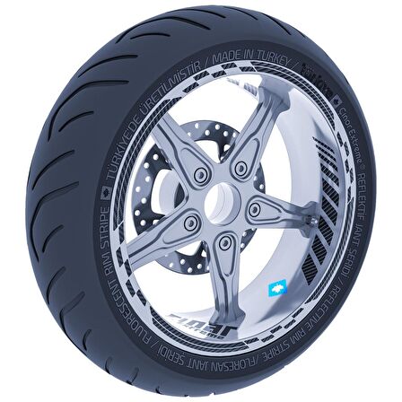 Moto GP İç Dış Jant Şeridi Takım Sticker Reflektif & Floresan Renkler Çınar Extreme  Siyah Karbon Fiber