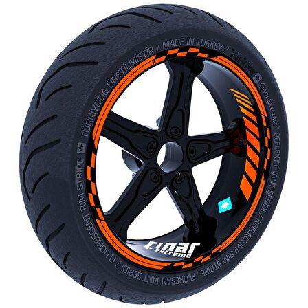 Alev Turuncusu Moto GP İç Dış Jant Şeridi Takım Sticker Çınar Extreme 