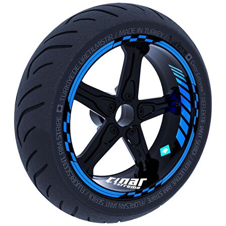 Azur Mavi Moto GP İç Dış Jant Şeridi Takım Sticker Çınar Extreme 
