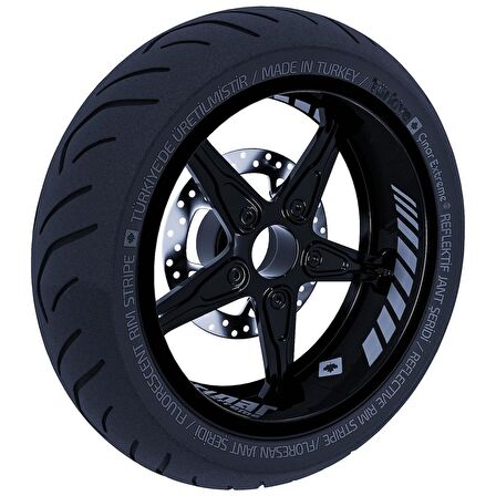 Moto Rider 4'lü Sticker Seti Taş Grisi İç Dış Jant Şeridi Kask ve Çamurluk Çınar Extreme 