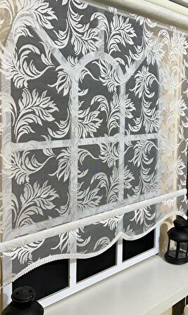 Çift Mekanizmalı Kirli Beyaz Tül Perde ve Ekru Stor Perde STB-101