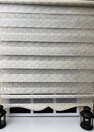 Zebra Stor Nakışlı Krem Etek Dilimli ST 122