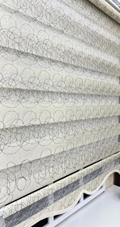 Zebra Stor Nakışlı Krem Etek Dilimli ST 122