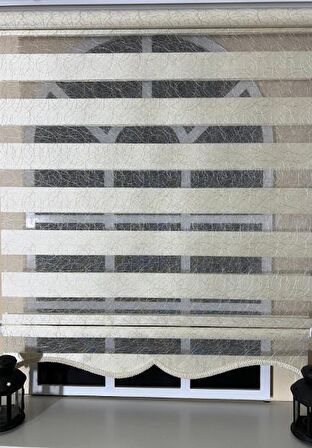 Zebra Stor Nakışlı Krem Etek Dilimli ST 127