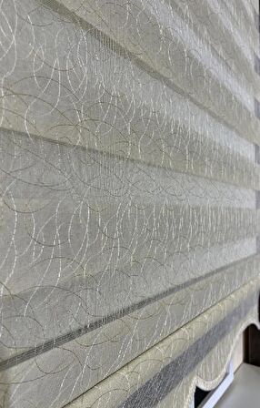 Zebra Stor Nakışlı Krem Etek Dilimli ST 127
