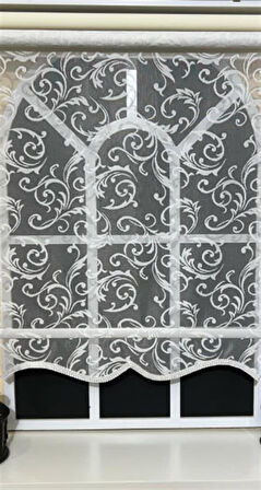 Çift Mekanizmalı Ekru Beyaz Tül Perde ve Ekru Stor Perde STB45251-V01