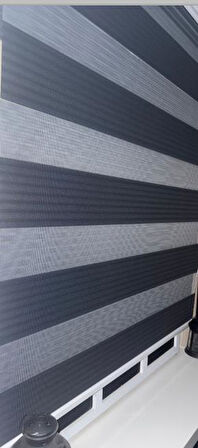 Pileli Antrasit Zebra Stor Kaliteli Güneşlik Perde STB-131