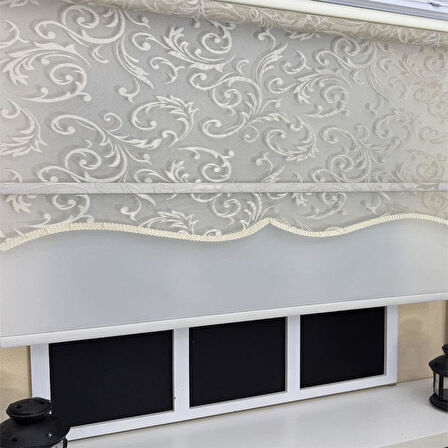 StorBurada Çift Mekanizmalı Bej Tül Ekru Stor Perde STB-133