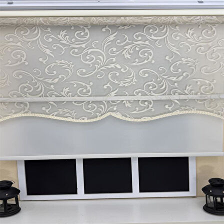 StorBurada Çift Mekanizmalı Bej Tül Ekru Stor Perde STB-133