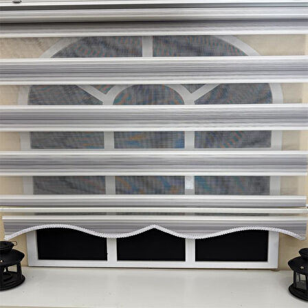 StorBurada Gri Renk Geçişli Zebra Stor Perde (Etek Dilimli)