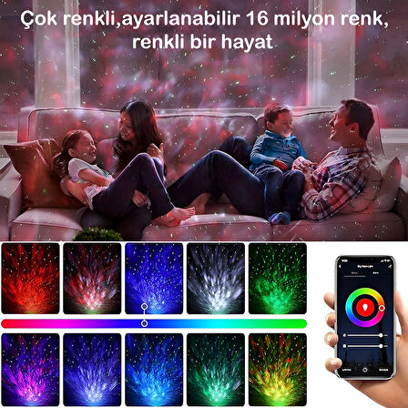 Anaway Shopping Galaksi Projektör Gece Lambası, Yıldızlı Gece Lambası, Okyanus Dalgası Dönen Su Dalgası Bluetooth Zamanlayıcı Uzaktan Kumandalı Müzik Çalar, LED Işık Lambası, Gece Lambası Çocuklar/Yetişkinler Odası Dekorasyonu