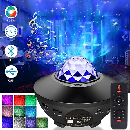 Anaway Shopping Galaksi Projektör Gece Lambası, Yıldızlı Gece Lambası, Okyanus Dalgası Dönen Su Dalgası Bluetooth Zamanlayıcı Uzaktan Kumandalı Müzik Çalar, LED Işık Lambası, Gece Lambası Çocuklar/Yetişkinler Odası Dekorasyonu