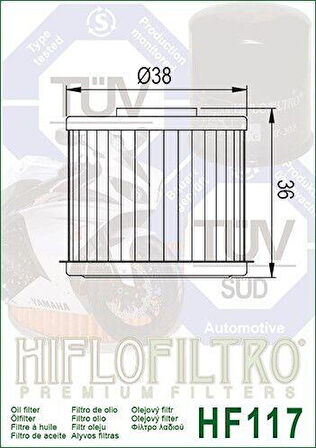 Hiflo Hf117 2016-2019 Honda CRF1000L Africa Twin Adventure Sports DCT Uyumlu Şanzıman Yağ Filtresi
